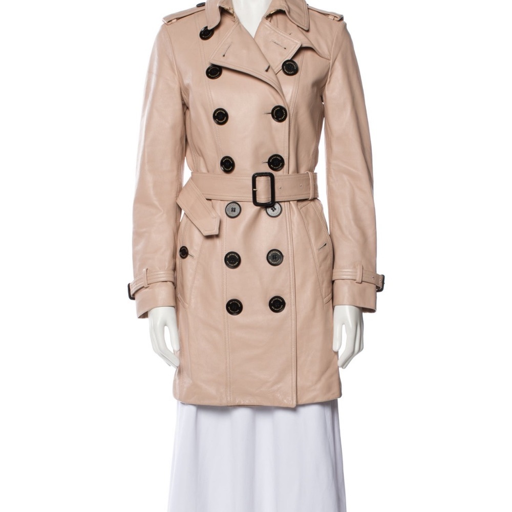 Burberry Pink and Black Trench Coat with Belt
